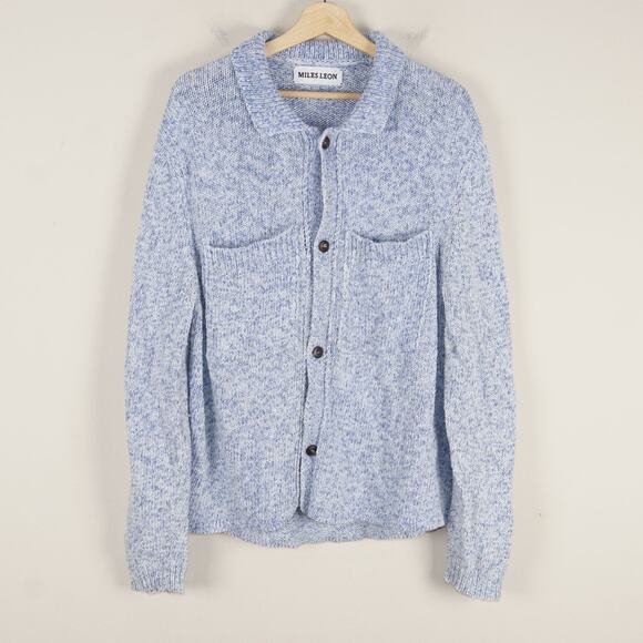 Miles Leon Other - Mr Porter Miles Leon Knit Cotton Blue Cardigan Mens Sz S